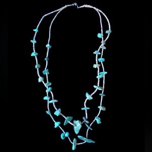 Vintage genuine turquoise & heishi bead necklace